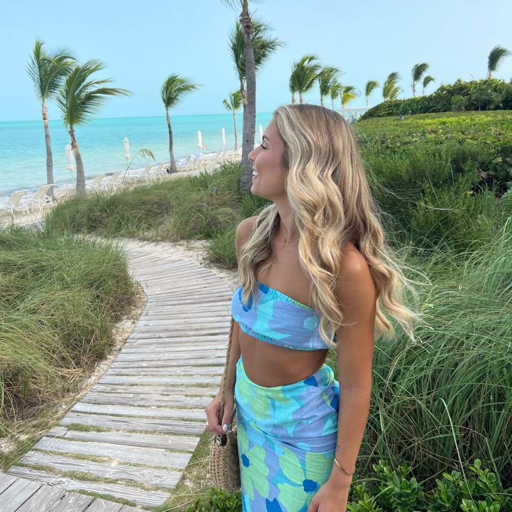 Blue and Green Two-Piece Set